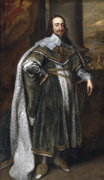 Obraz przedstawiający króla Anglii Jakuba I Stuarta w płaszczu gronostajowym