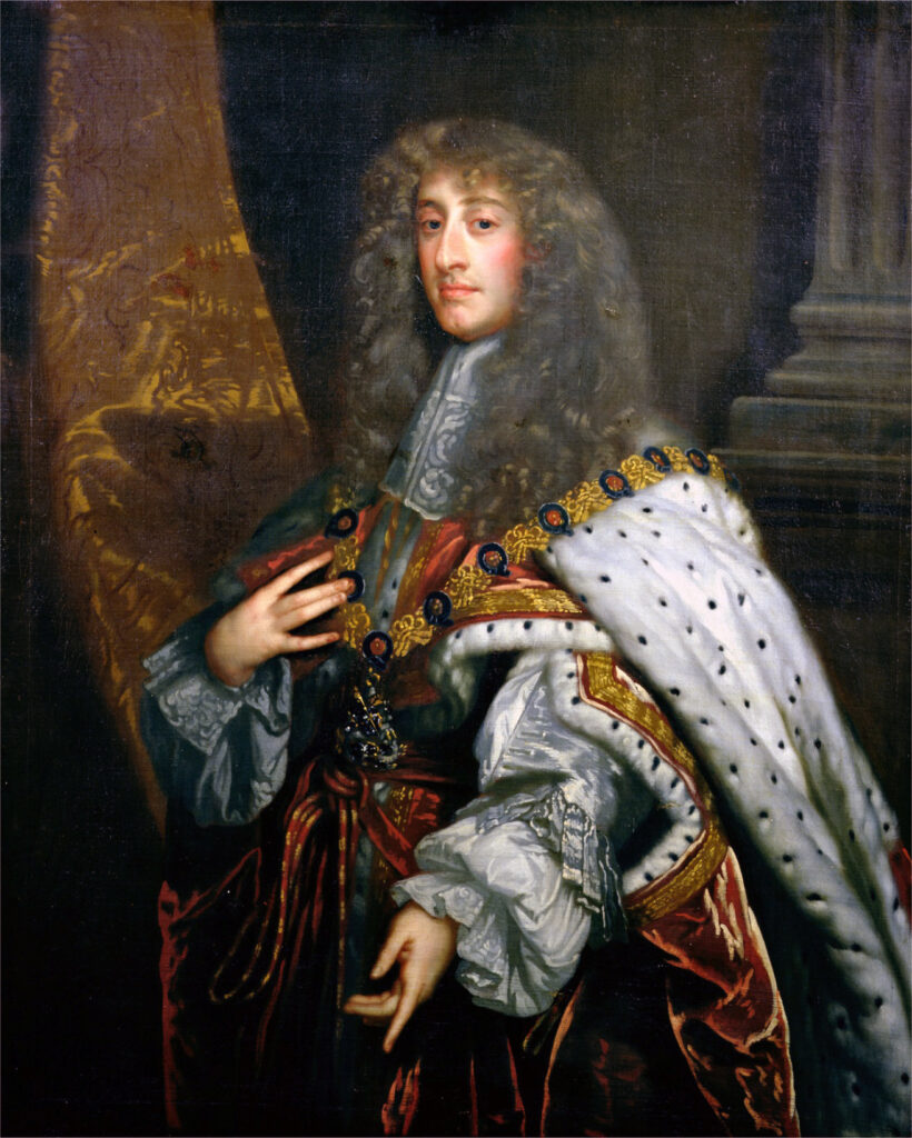 Rewolucja angielska - obraz przedstawiający portret króla Anglii Jakuba II w płaszczu gronostajowym
