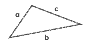 Rysunek trójkąta, na którym są opisane jego boki