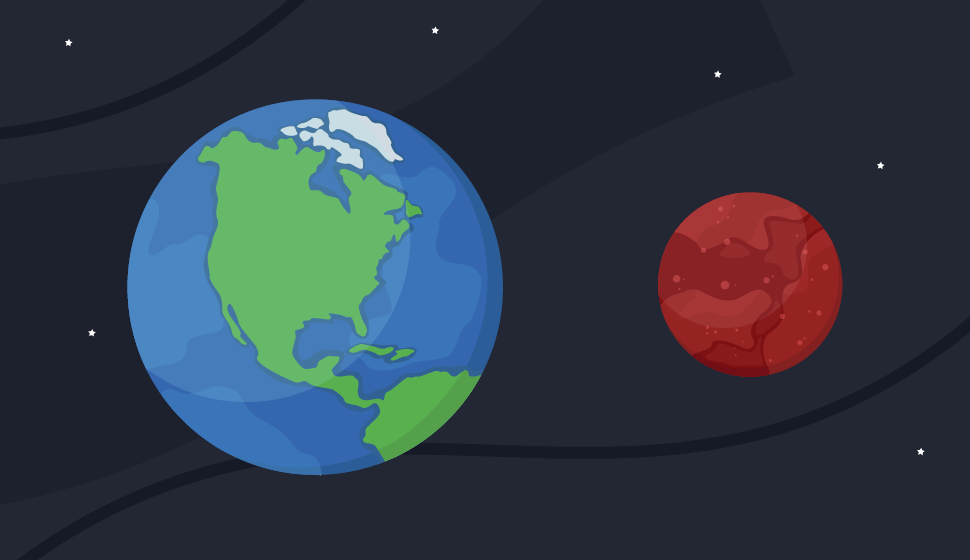 Mars i Ziemia - porównanie wielkości