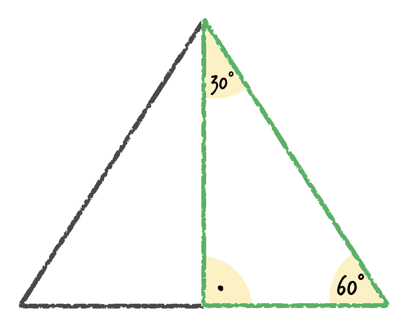 Rysunek przedstawiający trójkąt o kątach 30°, 60°, 90°