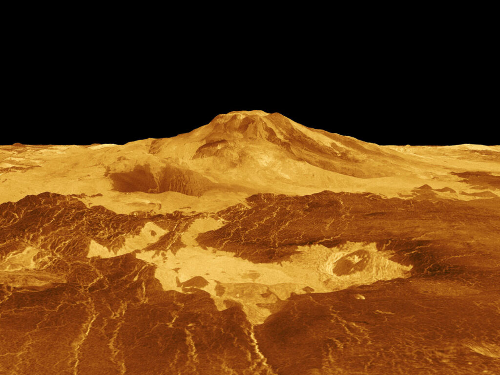 Zdjęcie przedstawiające wulkany na Wenus