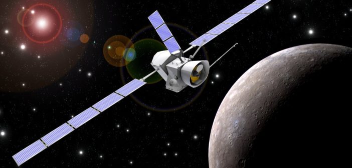 Wizualizacja sondy Bepi Colombo na orbicie wokół Merkurego