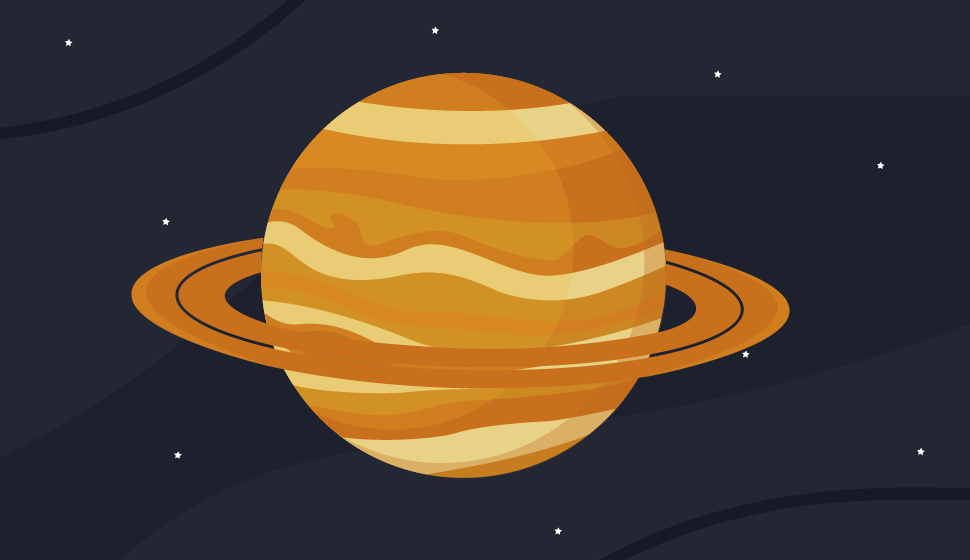 Ilustracja prezentująca przypadek, gdyby pierścienie Jowisza były widoczne