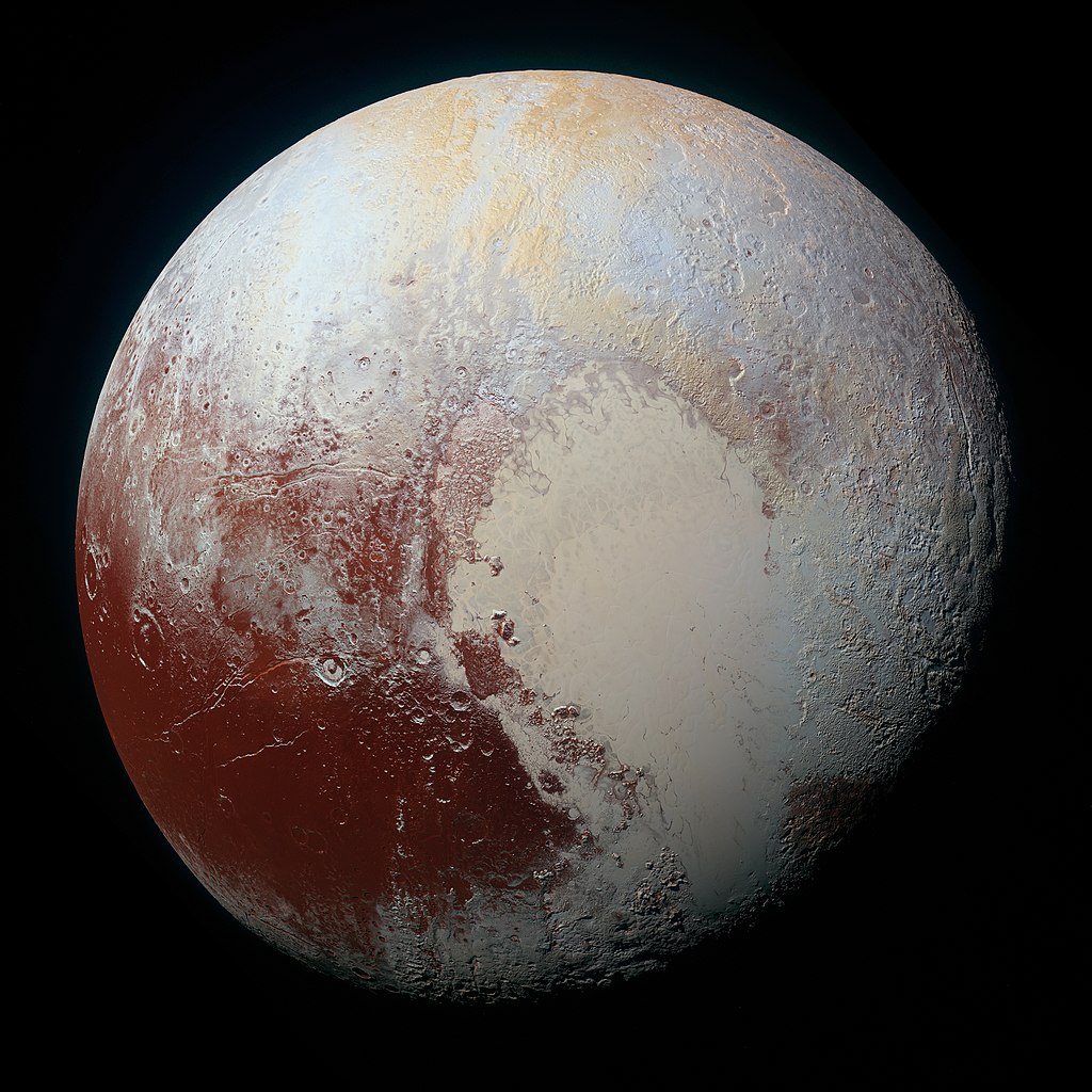 Obraz Plutona w wysokiej rozdzielczości i ulepszonych kolorach wydobywa różnice w składzie powierzchni