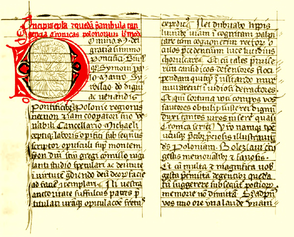 Zdjęcie przedstawiające fragment najstarszego rękopisu Kroniki Galla Anonima