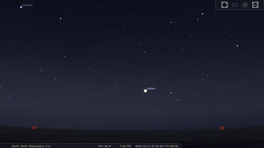 Koniunkcja Jowisza i Saturna z 21 grudnia 2020 r. widziana z Perth Observatory w Australii